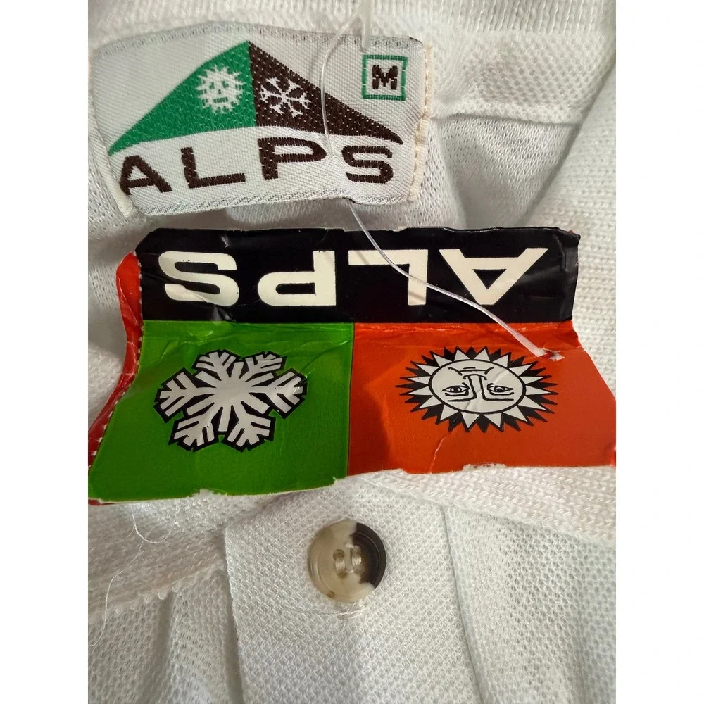Vintage Alps Mens White Pique Polo Shirt Toy Soldier Embroidery Size M NWT